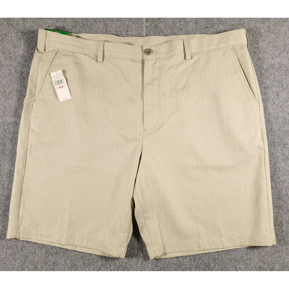 IZOD Shorts Mens 40 Classic Fit Golf Khaki Grid Performance NEW